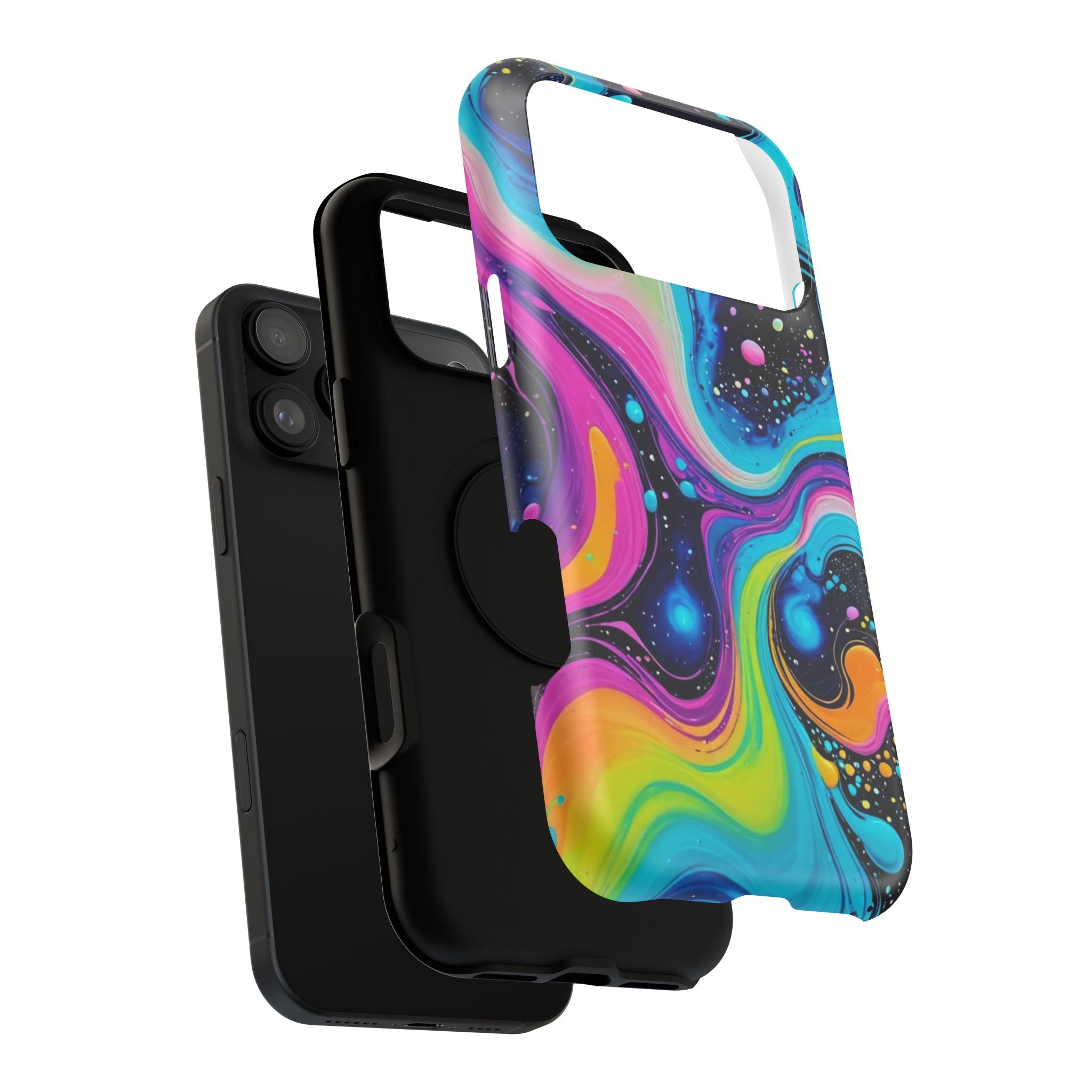 Impact-Resistant Phone Case — Neon Galaxy Swirl