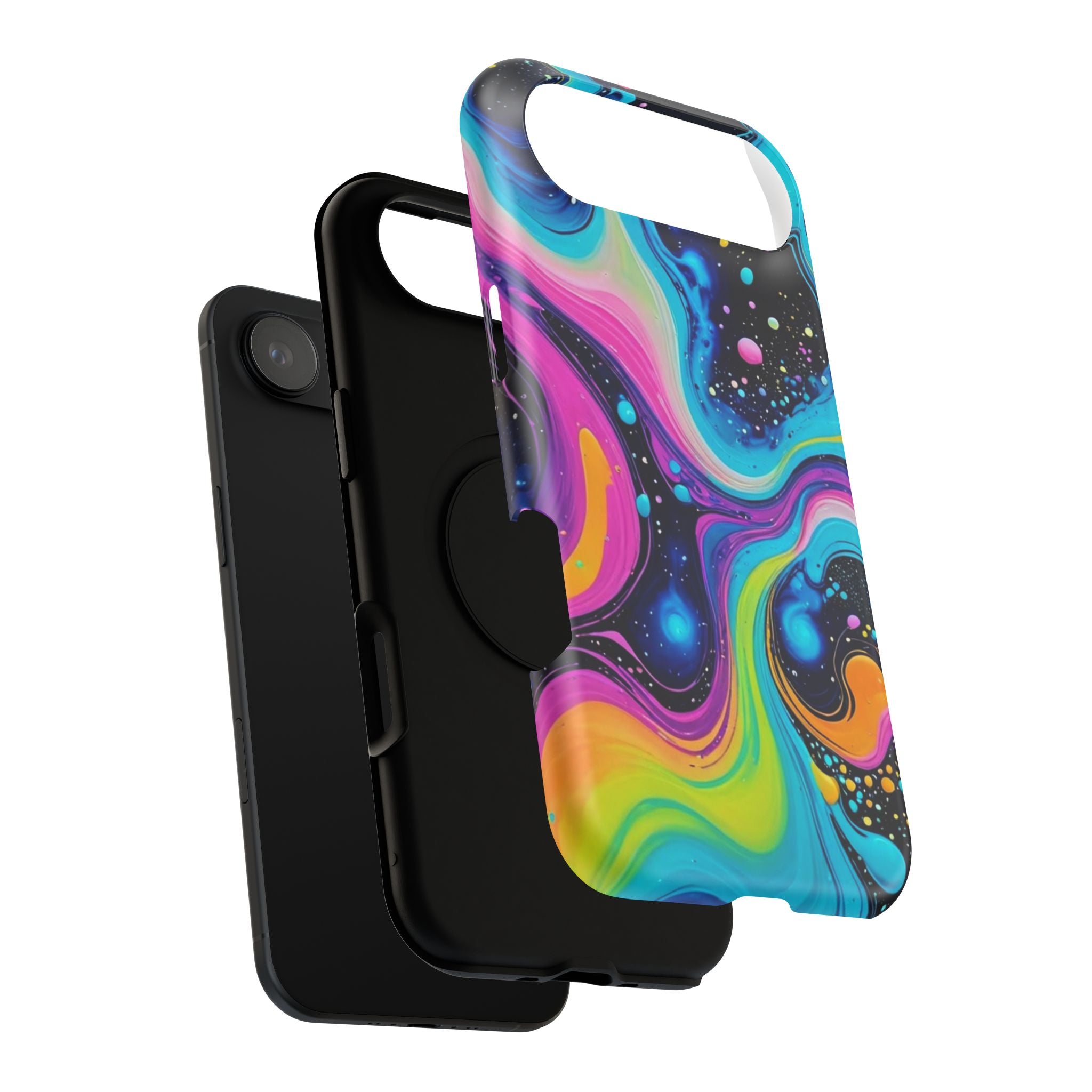Impact-Resistant Phone Case — Neon Galaxy Swirl