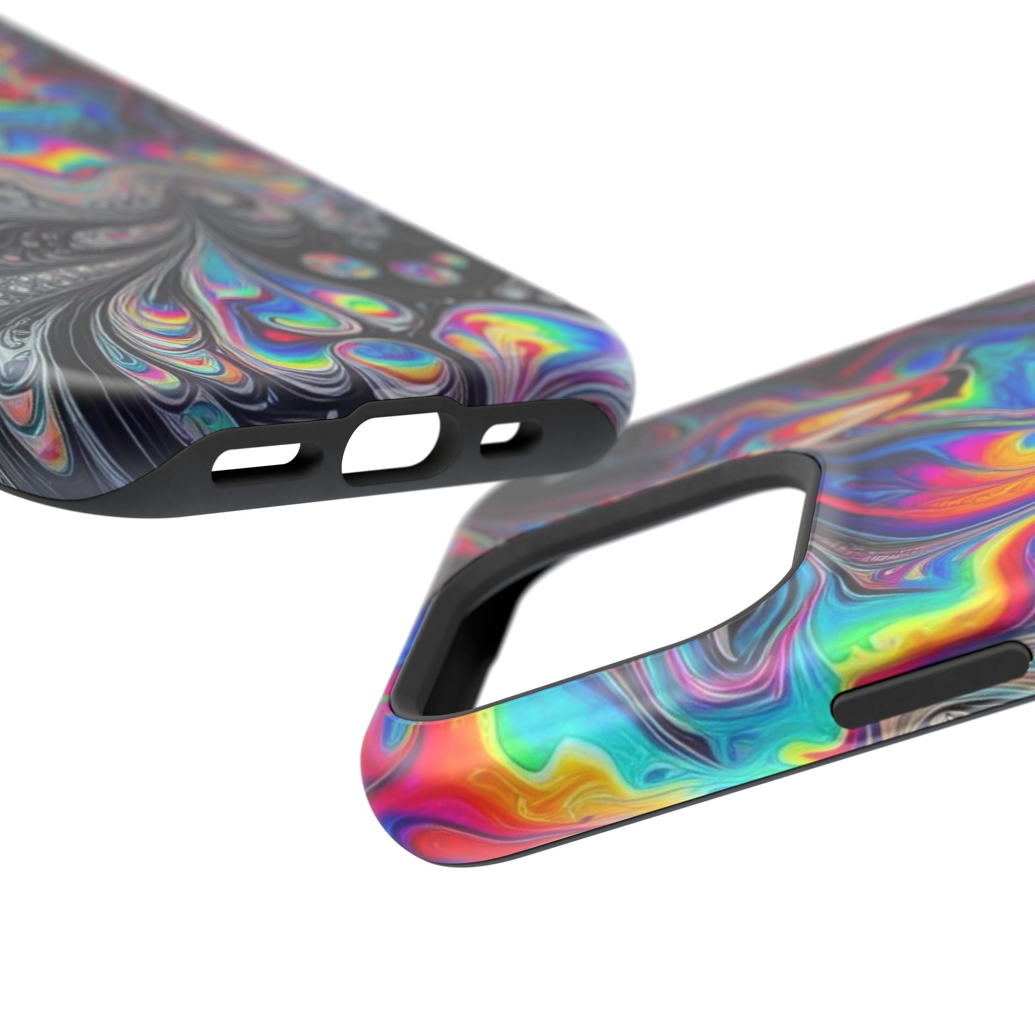 Impact-Resistant Phone Case — Iridescent Psychedelic Swirl