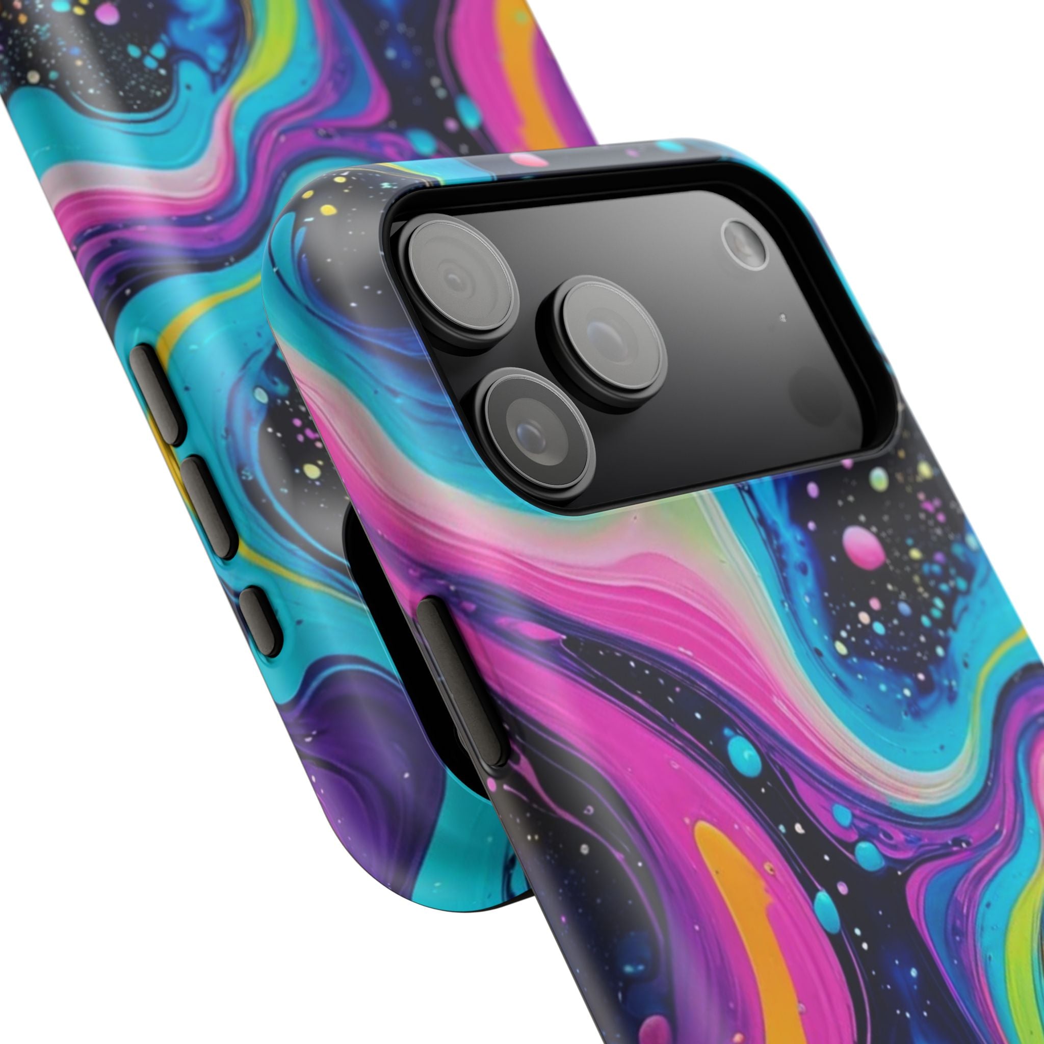 Impact-Resistant Phone Case — Neon Galaxy Swirl