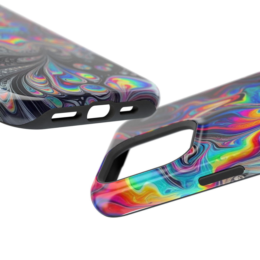 Impact-Resistant Phone Case — Iridescent Psychedelic Swirl