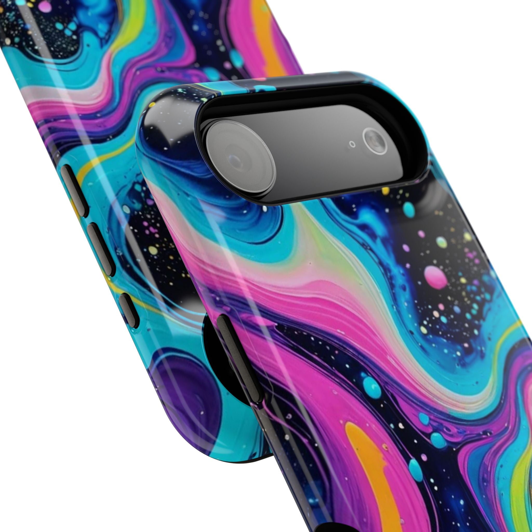 Impact-Resistant Phone Case — Neon Galaxy Swirl