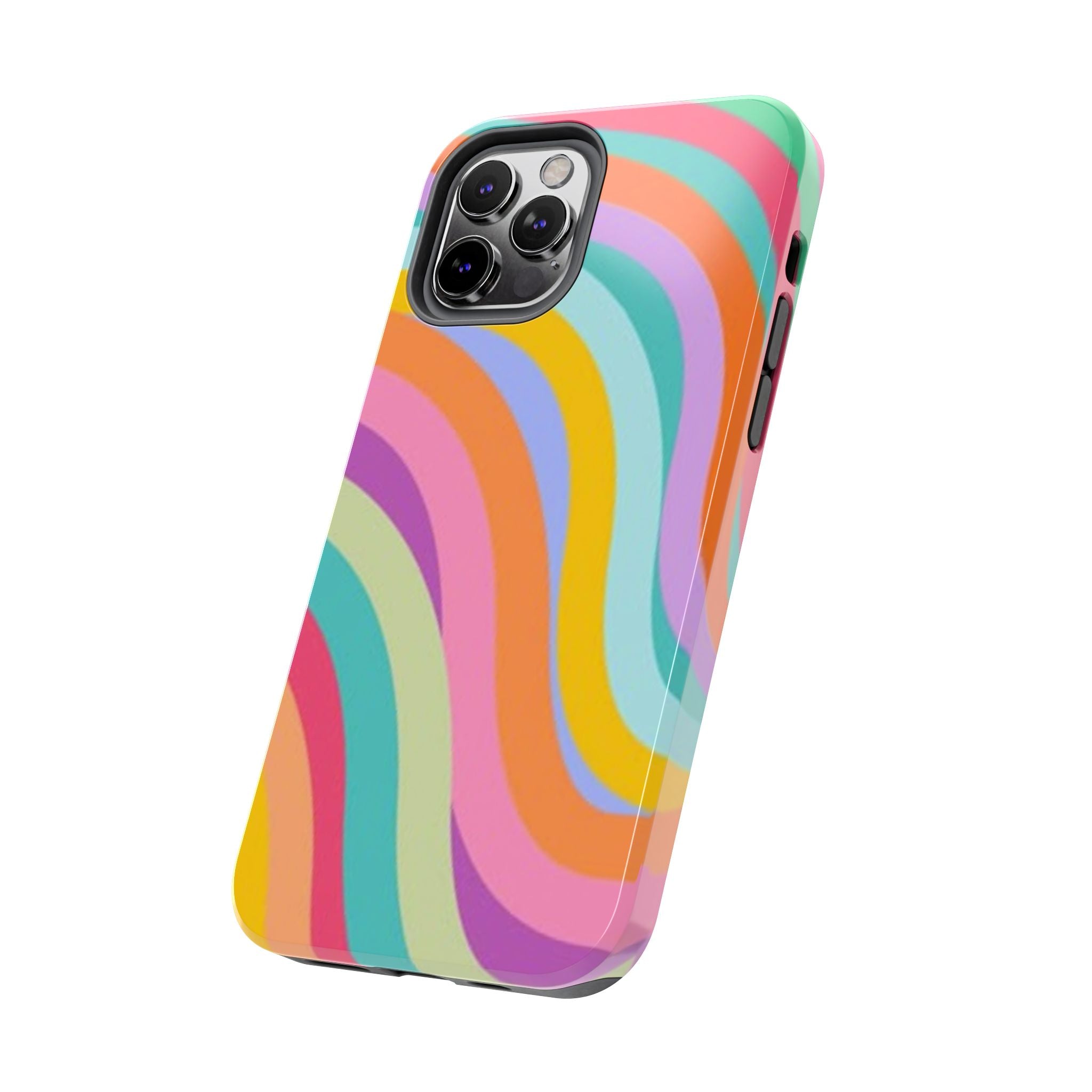 Retro Wavy Rainbow Stripes Phone Case | Colorful Abstract Pattern