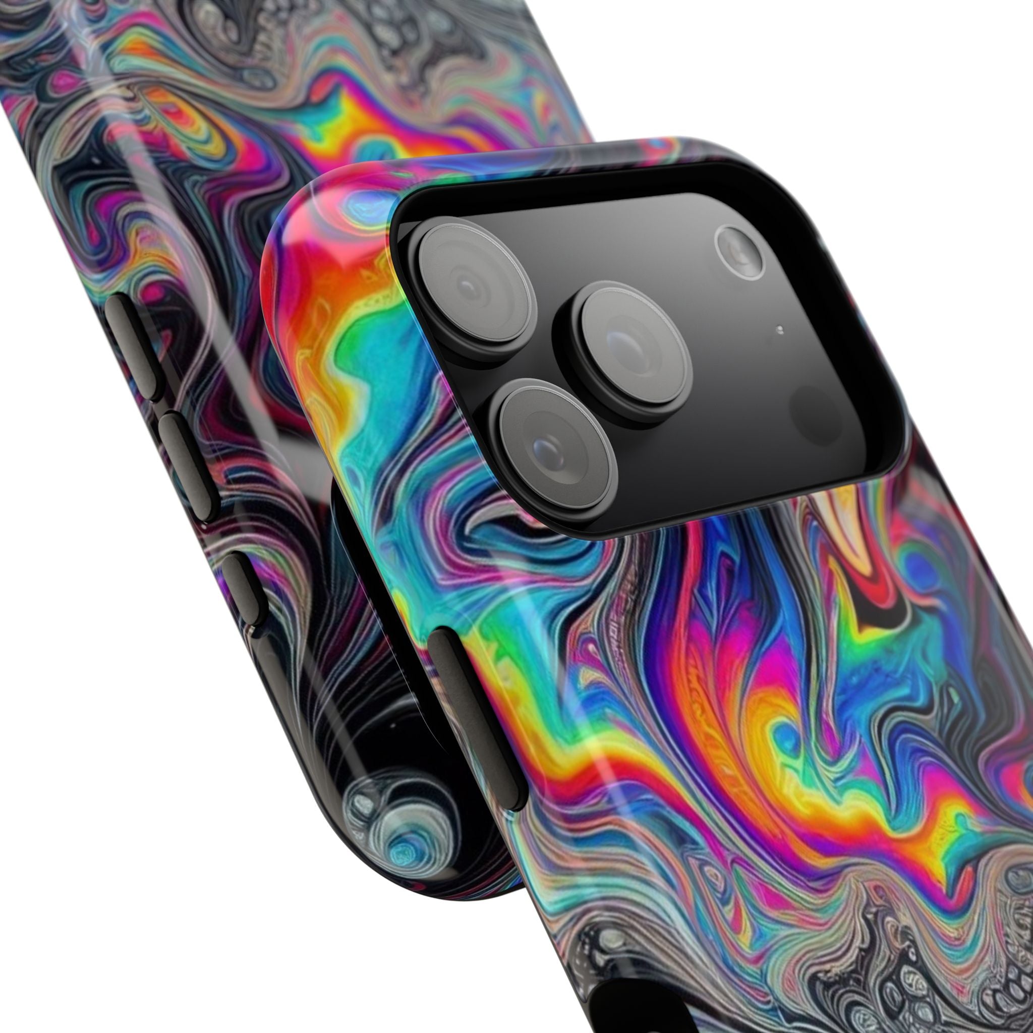 Impact-Resistant Phone Case — Iridescent Psychedelic Swirl