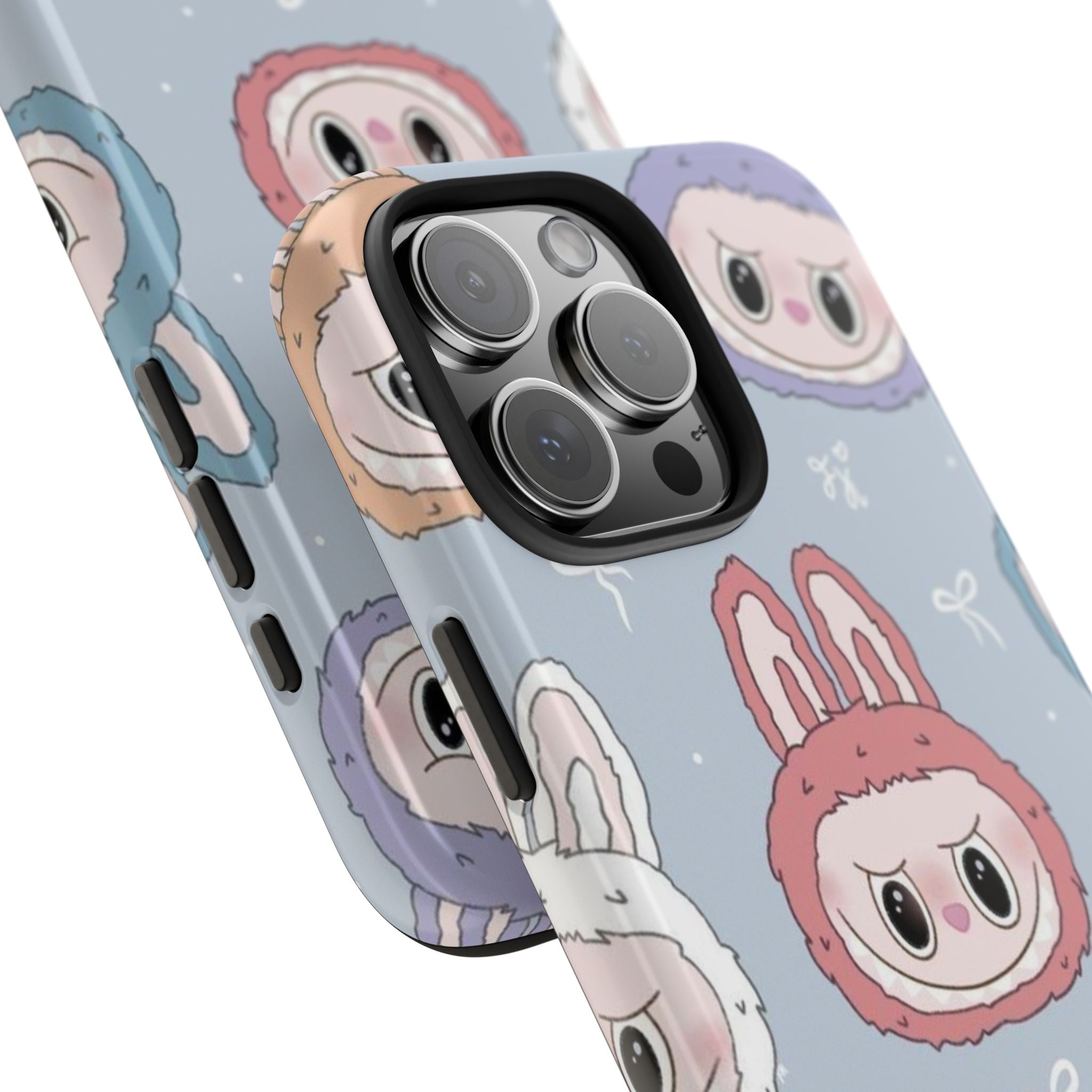 Kawaii Bunny Hood Faces Phone Case | Cute Pattern Pastel Protective Case