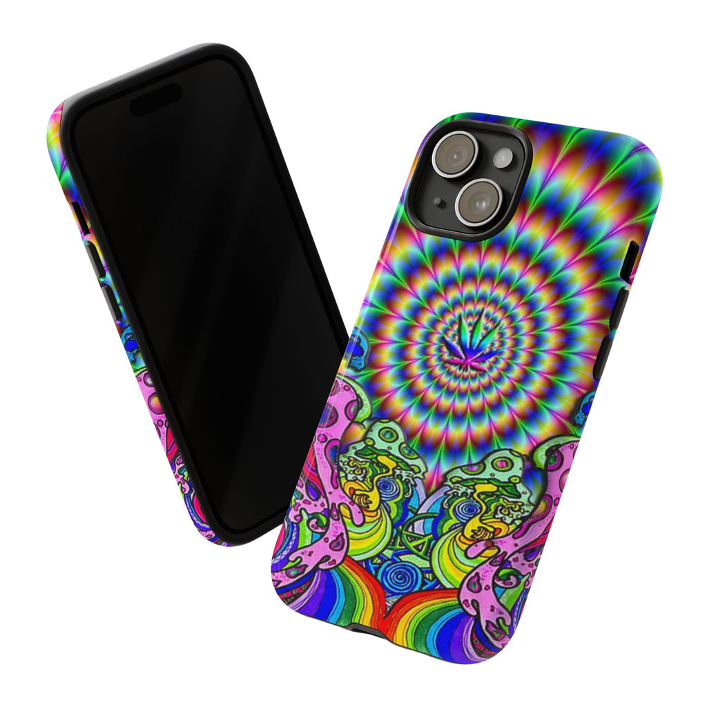 Psychedelic Spiral with Cannabis Leaf phone case | Phone Case