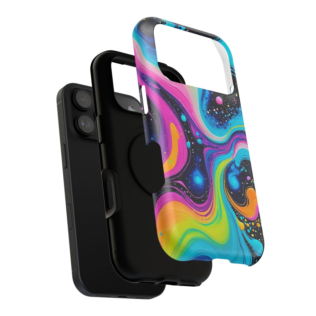 Impact-Resistant Phone Case — Neon Galaxy Swirl